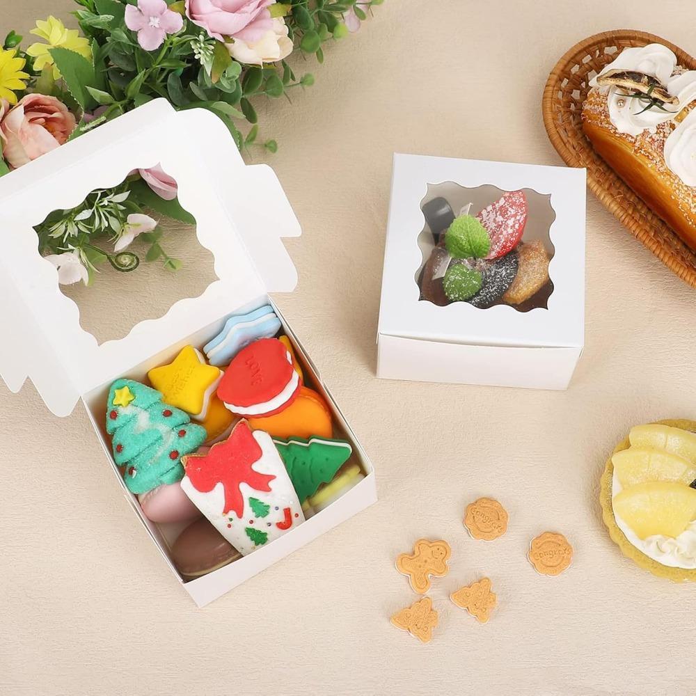 30pcs White Gift Boxes with Window Small Treat Boxes Gift Packing Box for Birthday Party Wedding Valentine's Day New Years Anniversaries Jewelry