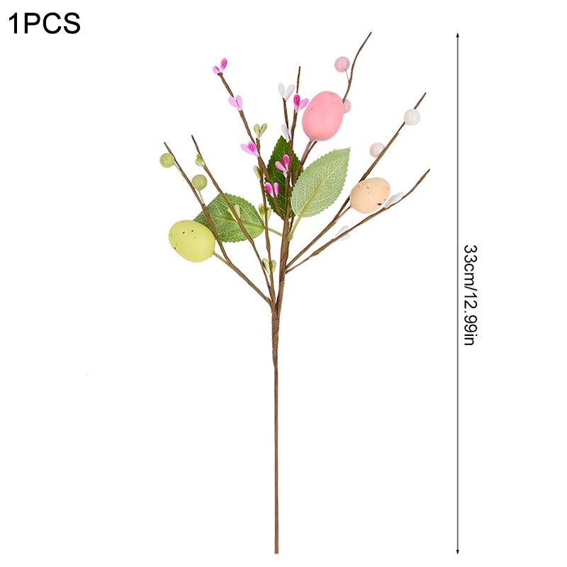 1/5pcs Easter Eggs Tree Branch Colorful Painting Foam Egg Artificial Flowers 2025 Spring Easter Home Vase Decoration Fake Plant
