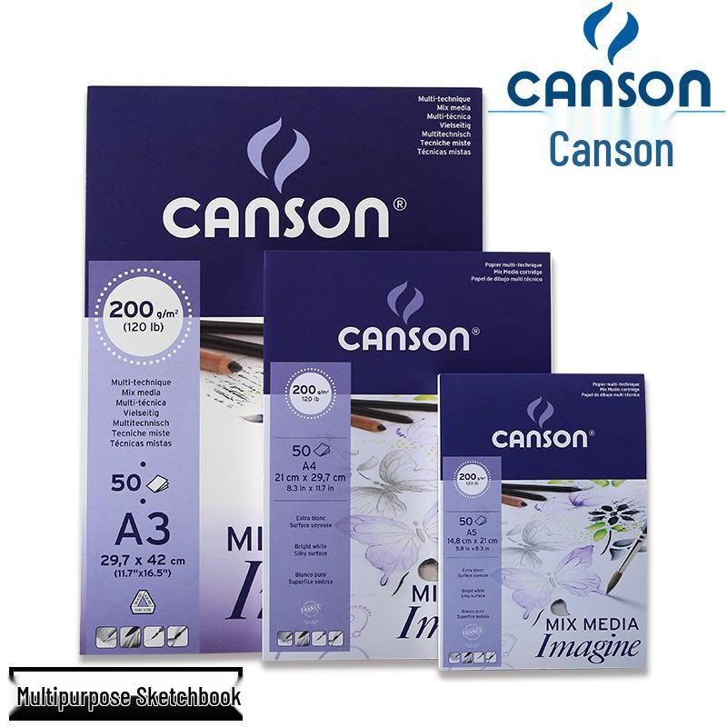 Canson Imagine A5 Watercolor & Sketchbook with Gouache, Colored Pencil, and Marker Paper A5 200g 50 sheets