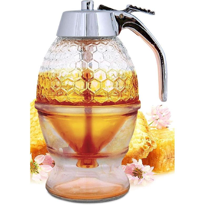 Honey Dispenser - Drip Free 8 Oz - Honey Pour Dispenser, Syrup Dispenser Acrylic Honey Jar Drip Free Honey Pour Bottle Dispenser Honey Dispenser -