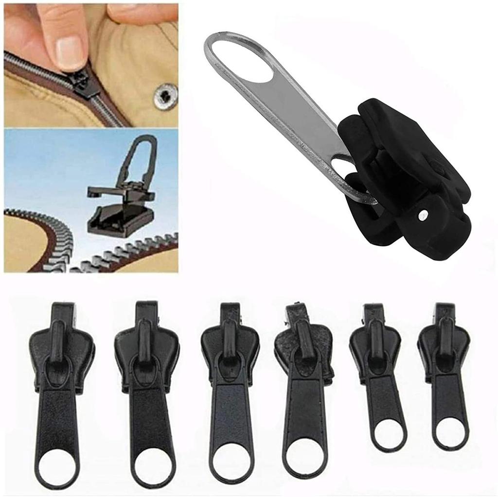 6pcs/set Instant Zipper Universal Instant Fix Zipper Repair Kit Replacement Zip Slider Teeth Rescue Design Zippers For Sew
