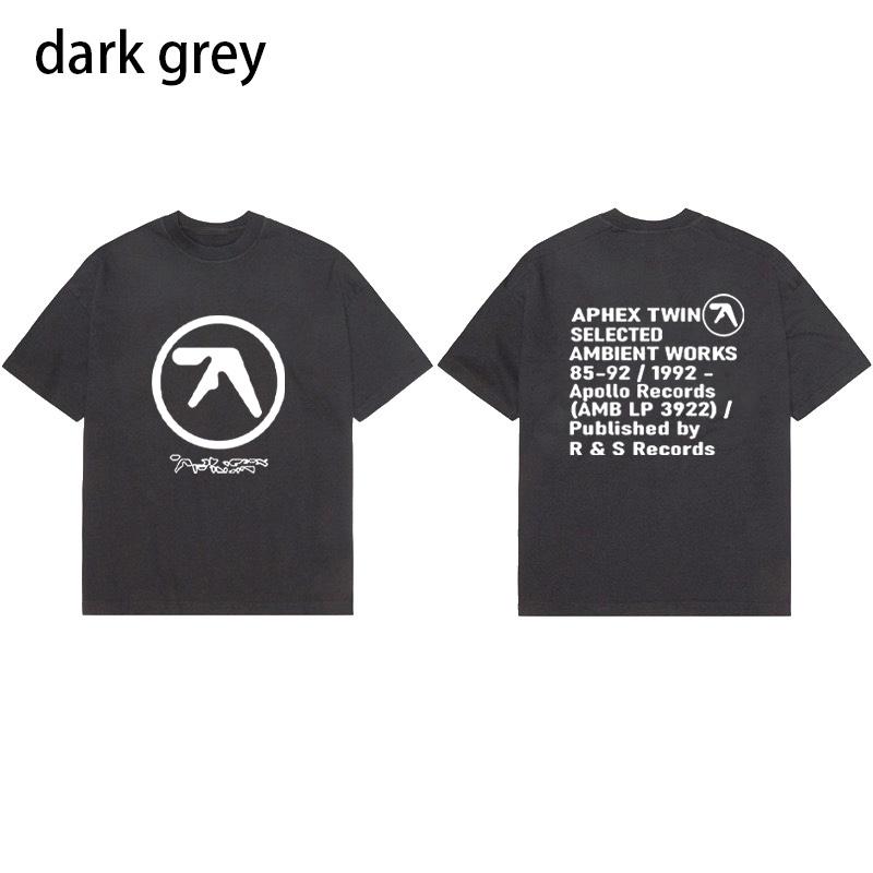 Men T-Shirt Aphex Black Print Cotton Graphic Oversized Korean Fashion Short Sleeve Tops Tees Y2k Streetwear Clothing