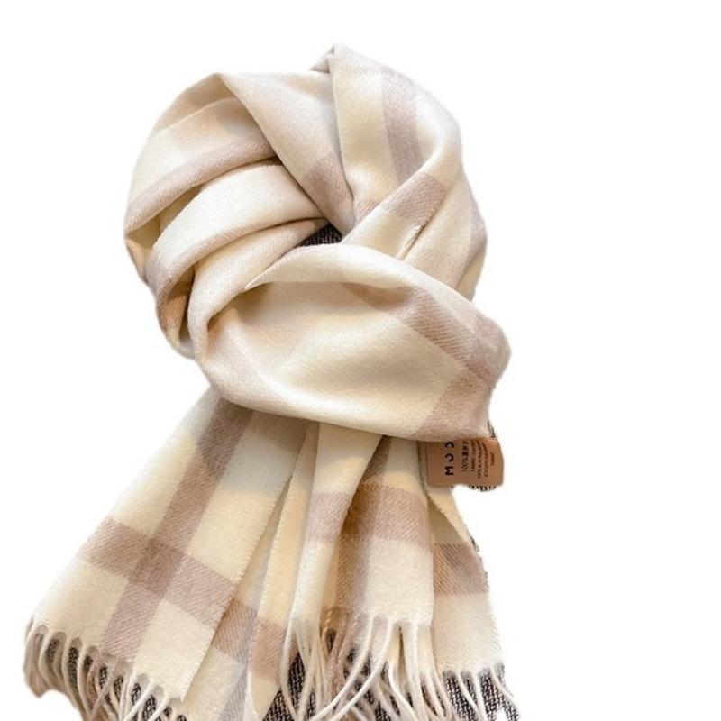 Selected pure wool plaid scarf classic unisex couple winter warm scarf