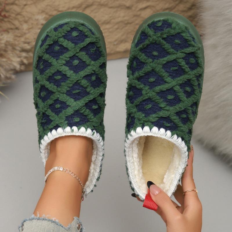 

Осень и зима новые замшевые клетчатые модные хлопковые тапочки мужские и женские парные комнатные и уличные бархатные теплые хлопковые тапочки 41 темно-зеленого