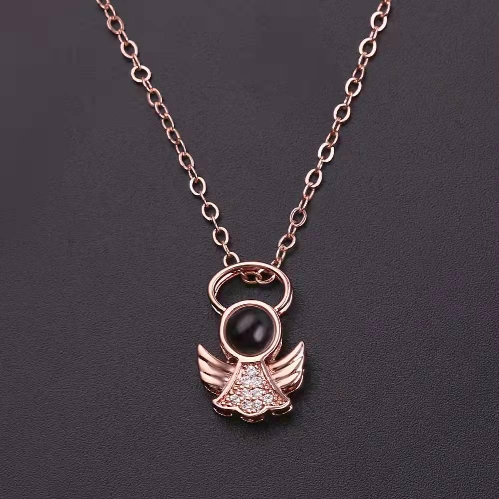 I Love You  100 Languages Projection Angel Pendant Necklace - Couple s Gift for Qixi Festival