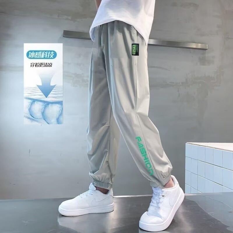 

Летняя одежда для мальчиков Брюки Брюки с защитой от комаров 2025 Новые детские летние тонкие спортивные брюки для подростков Модный летний стиль 170 серый