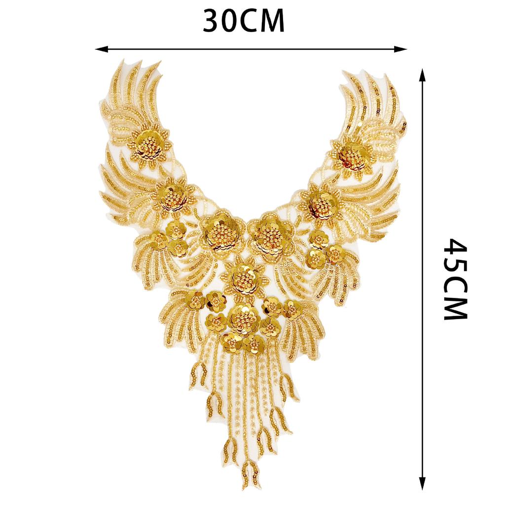 Heavy Industry Luxury Beads Gold Mesh Bottom Embroidery Chest Fake Collar Embroidery Collar Clothing Accessories Decoration