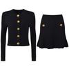 2025 Spring/Autumn Women's Fashion Knit Cardigan & A-Line Mini Skirt Set