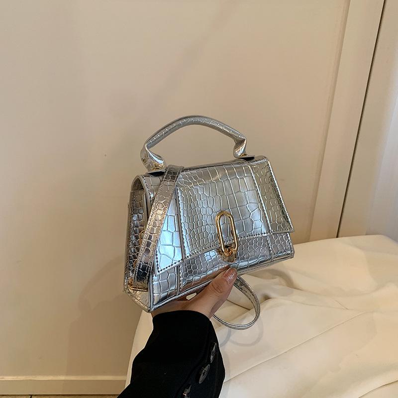 

Ніша портативна маленька квадратна сумка 2024 модна повсякденна жіноча сумка осінь нова сумка-месенджер тренд красива сумка через плече приплив срібний