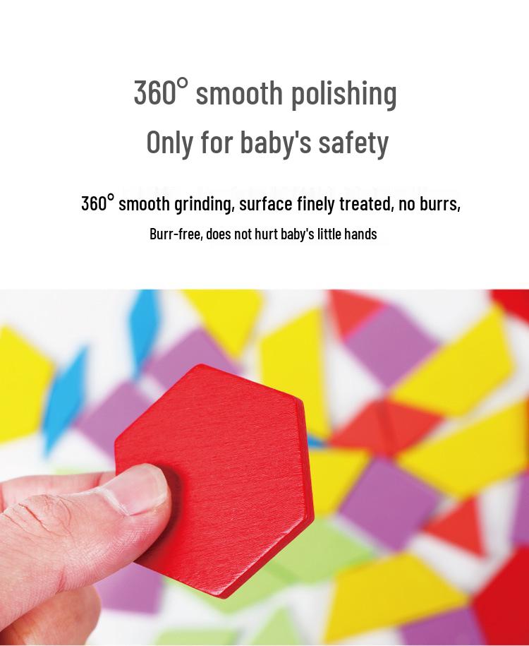 155-Piece Wooden Tangram Puzzle: 3D Geometric Shapes for Early Education and Creativity