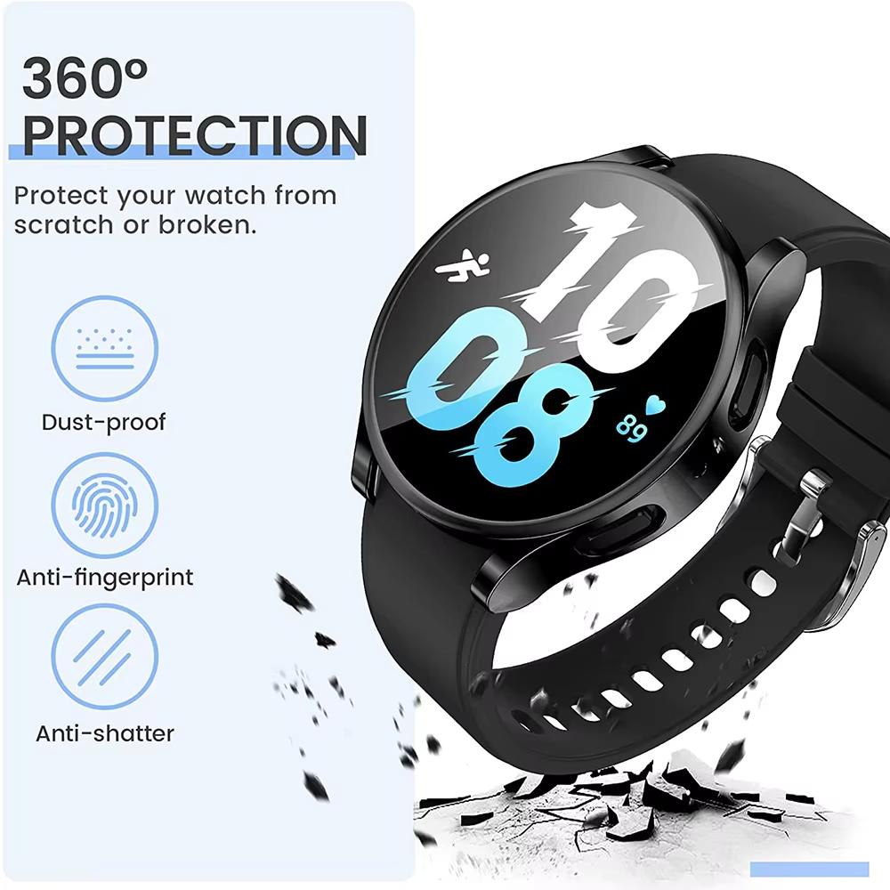 TPU Full Case for Samsung Galaxy Watch 4 5 6 7 40mm 44mm Protector Cover Coverage Silicone Bumper Screen Protection Accessories
