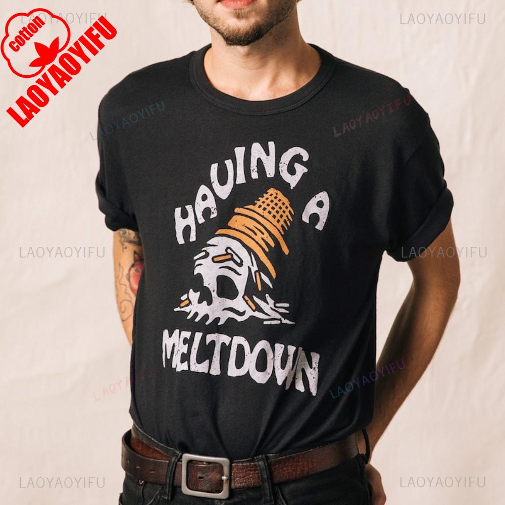 Having A Meltdown Ice Cream Cone Woman Man Printed Tshirt Funny Ice Cream Foodie Cotton Tshirts Hipster Dessert Sprinkles