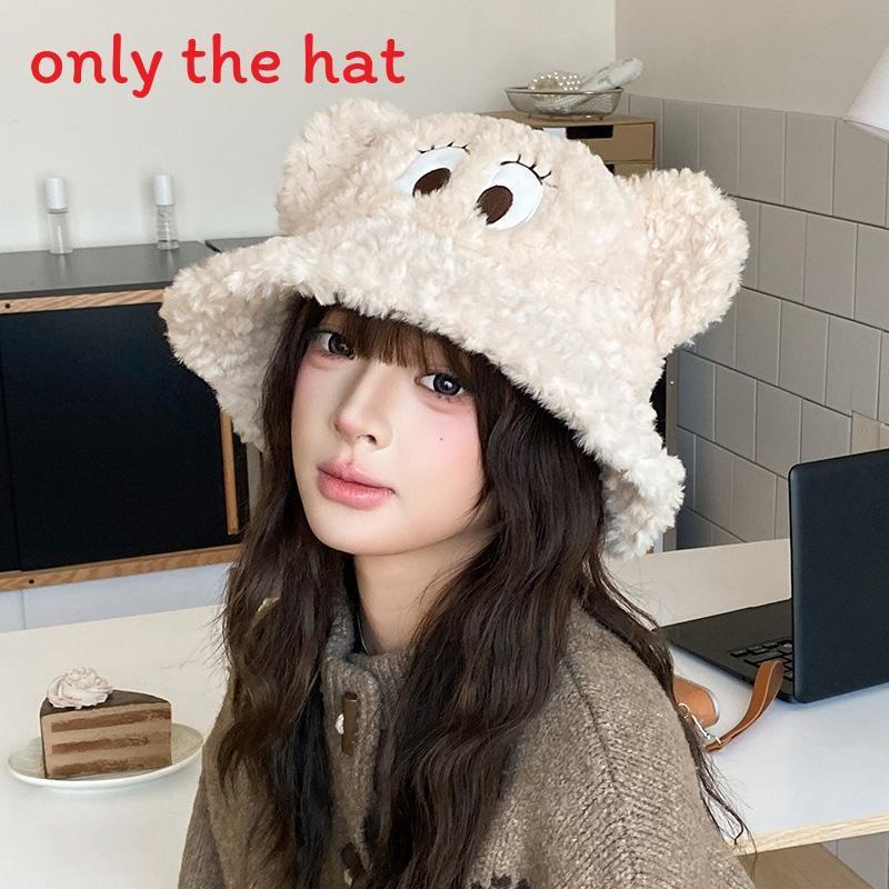 Fisherman Plush Cute Hat With Big Eyed Embroidery And Ear Design For Daily