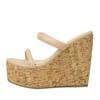 Liyke Fashion Brand Peep Toe Wedges Slippers For Women Wooden Thick Bottom Platform High Heels White Sandals Leisure Slide Shoes