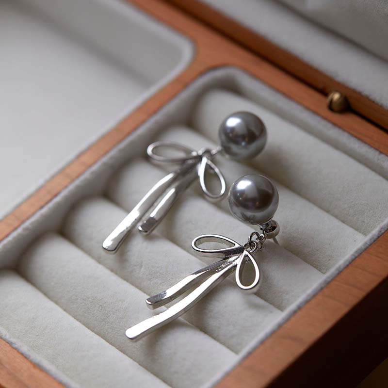 Faux Pearl Stud Earrings for Women, Temperamental Tassel and Bow Stud Earrings… More