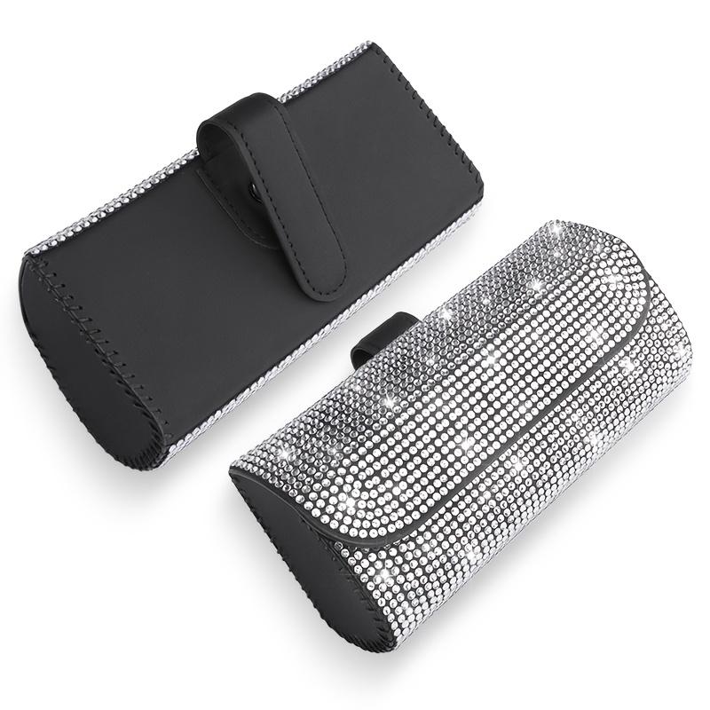 Car Sun Visor Sparkling Glasses Case, PU Leather Fashion Glasses Storage Box, Multi-functional Sun Visor Storage Bag