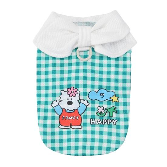 

Клетчатая футболка для собаки Стильная летняя футболка для питомца с кольцом для поводка Моющаяся дышащая футболка для маленьких собак щенков M зелёный