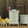 1/12 Dollhouse Miniature European Chest Of Drawers Bedroom Bedside Table Storage High And Low Cabinet Model DIY Life Scene Decoration