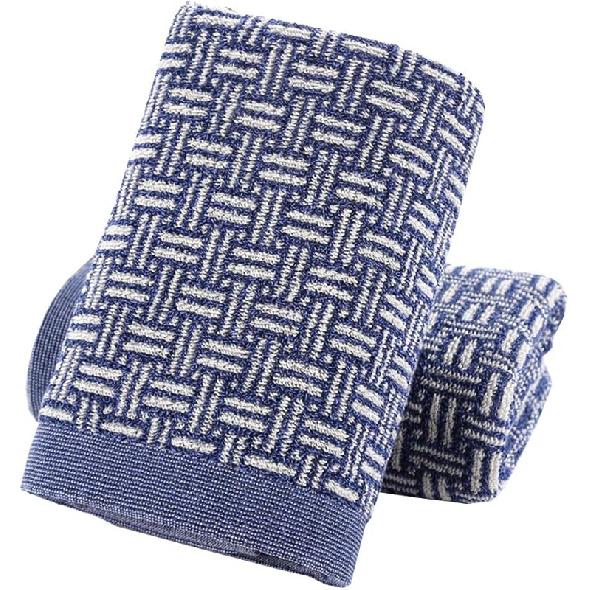 Pidada Hand Towels Set of 2 100% Cotton Checkered Pattern Absorbent Soft Decorative Towel for Bathroom (Gray) 2 Blue