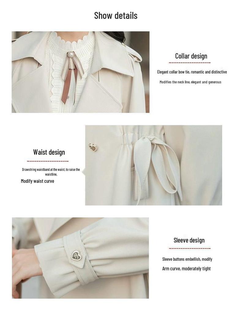 2025 Autumn Women's Petite French Trench Coat - British Style, Korean Version, Loose Fit