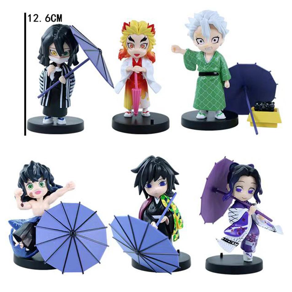 12pcs Anime Demon Slayer Tanjiro Kamado Nezuko Christmas Halloween PVC blind box cartoon figure model ornament child gift Random Mystery Trendy
