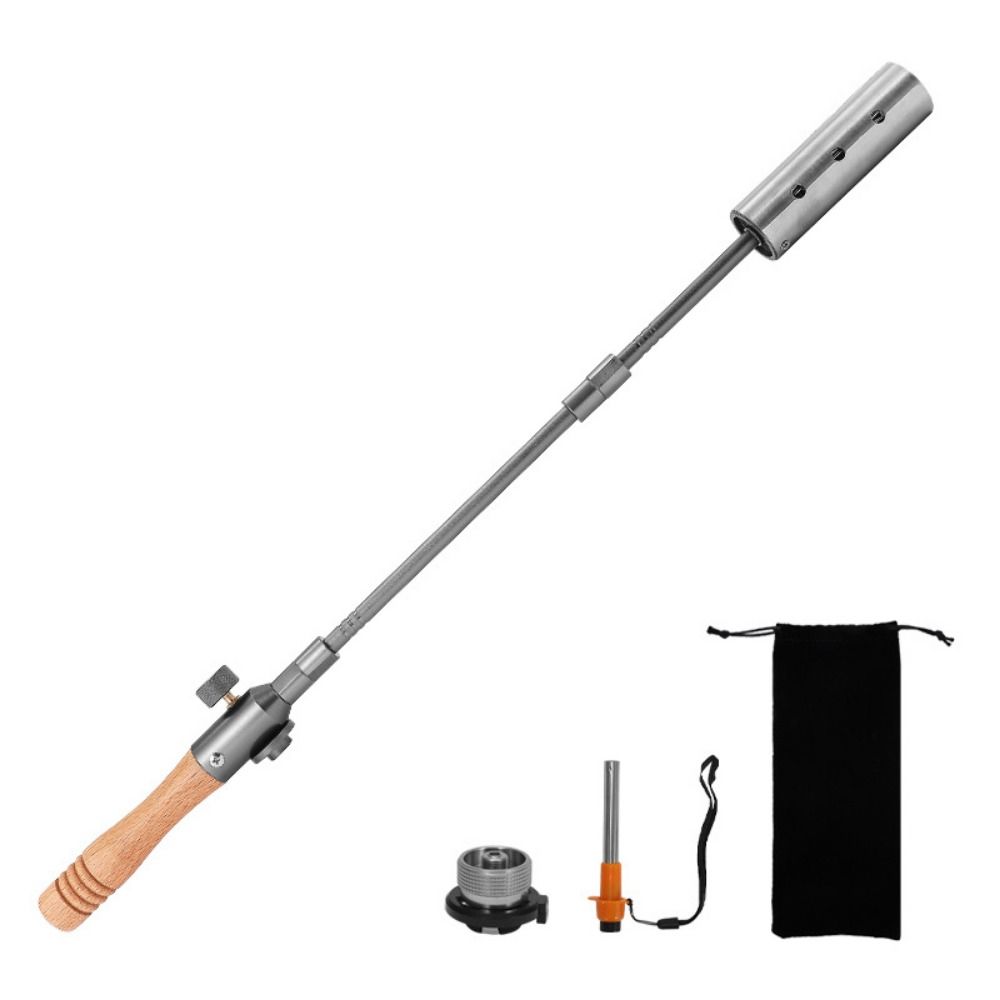 Timber Handle Fuel Burner Lighter Removable Flame Lighter Long Flamethrower Outdoor Camping