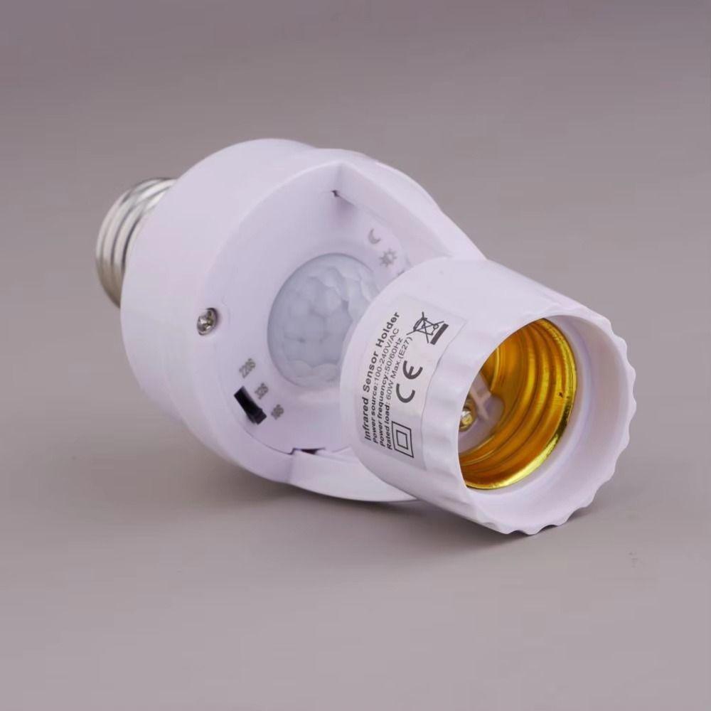 E27 Socket PIR Motion Sensor Lamp Holder Auto On/Off E27 Adapter for E27 Bulbs Basement Lighting