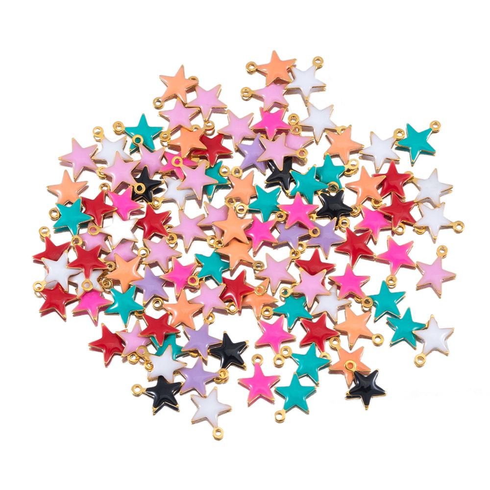 20pcs Stainless Steel Enamel Colorful Evil Eye Charm Star Pendant Connectors DIY Women Jewelry Making Necklaces Earring Supplies
