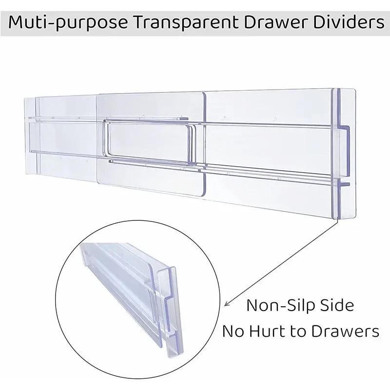 1Pcs Clear Drawer Dividers Organizer Adjustable Cabinet Storage Clothes Organizer Drawers Separators Kitchen Drawer Organizer