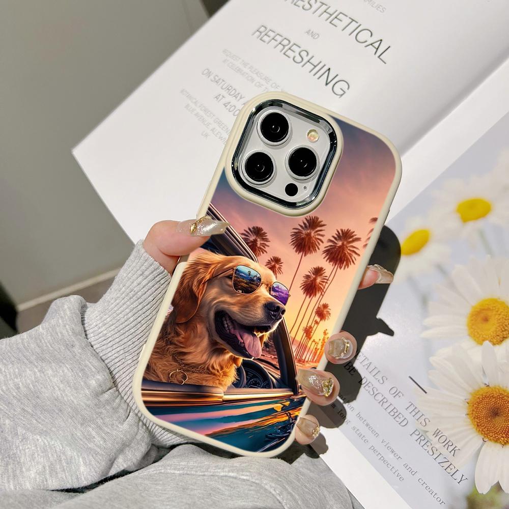 Ae76 Dog Color Doodle Design Art Phone Cases for Samsung A13 A32 A53 A04e A54 S23 S24 Ultra Infinix Hot 40i Huawei Metal Camera Protective Back Cover