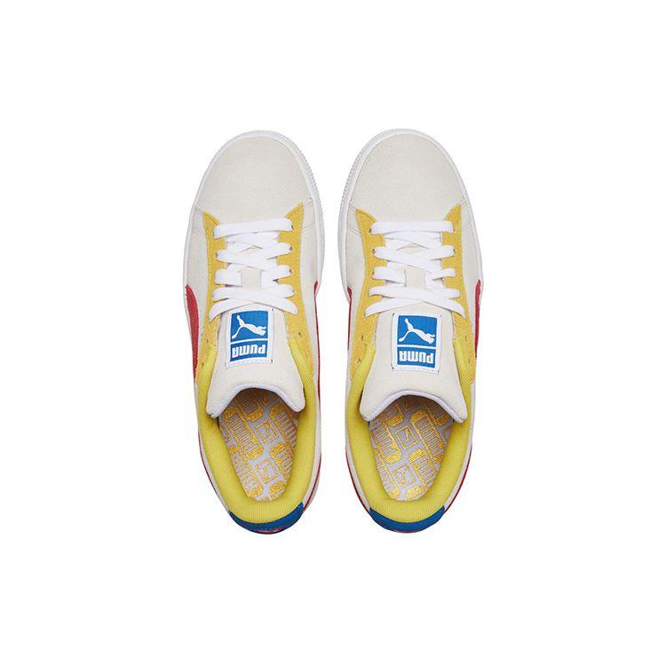 Puma Tênis Clássicos de Camurça Cano Baixo Tênis Unissex Branco Amarelo 365347-89