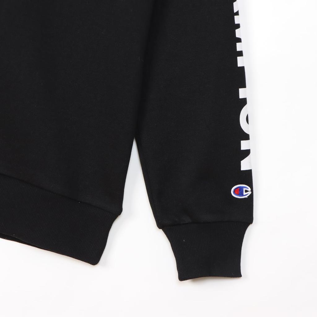 Champion Long Sleeve Crew Neck Sweatshirt with Graphic Logo Size 130 CK-YS003 Print, Schoolboy, Black,