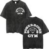 T Powerhouse Gym Logo Double Sided Print T-shirts High Quality Fashion Retro Washed T-shirt Men Women Casual Loose Cotton T Shirts X260128