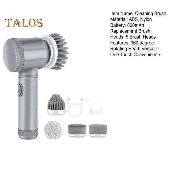 Elektrische Reinigungsbürste, kabellos, leistungsstark, 360-Grad-Drehschrubber, Reinigungsbürste für Küche, Bad, Böden, Fliesen, Möbel mit 5 Bürstenköpfen