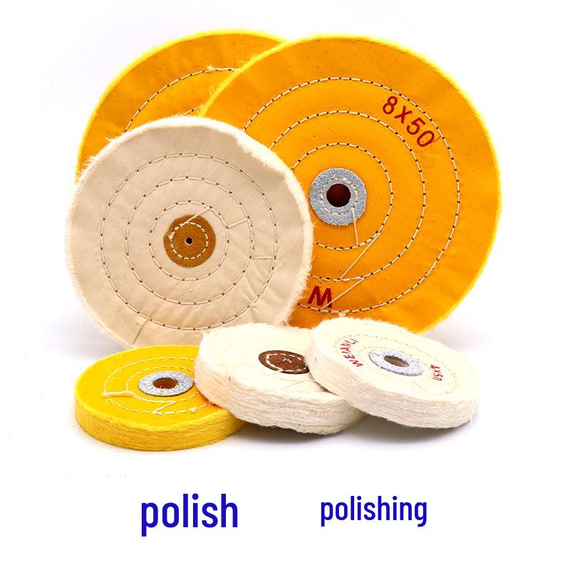 Weiße Woll- und gelbe Stoffpolierscheiben zum Schnitzen von Holz, Jade und Schmuck