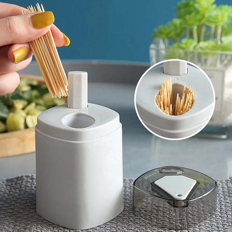 Automatic Toothpick Holder Dispenser Creative Press Type Portable Toothpick Box for Home Kitchen Dining Table