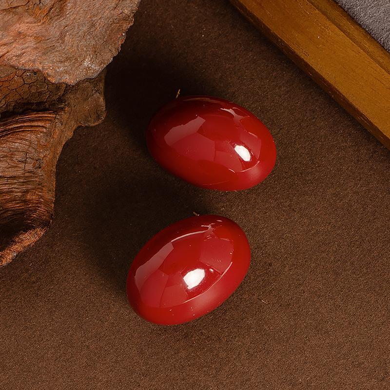 French literary and retro enamel dripping oil geometric oval stud earrings women s light luxury simple high-end fashionable earrings