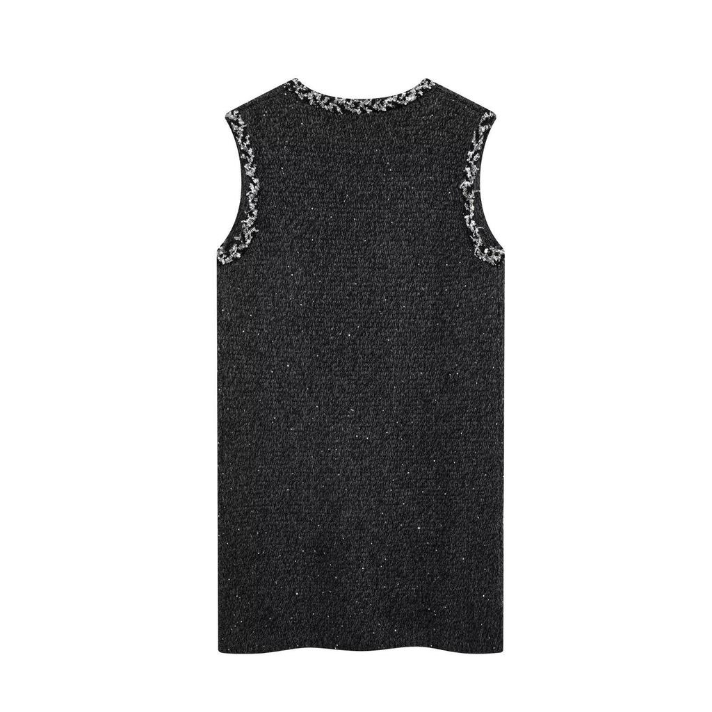 2025 Spring Women's Elegant Sequin Knit Sleeveless Short Dress