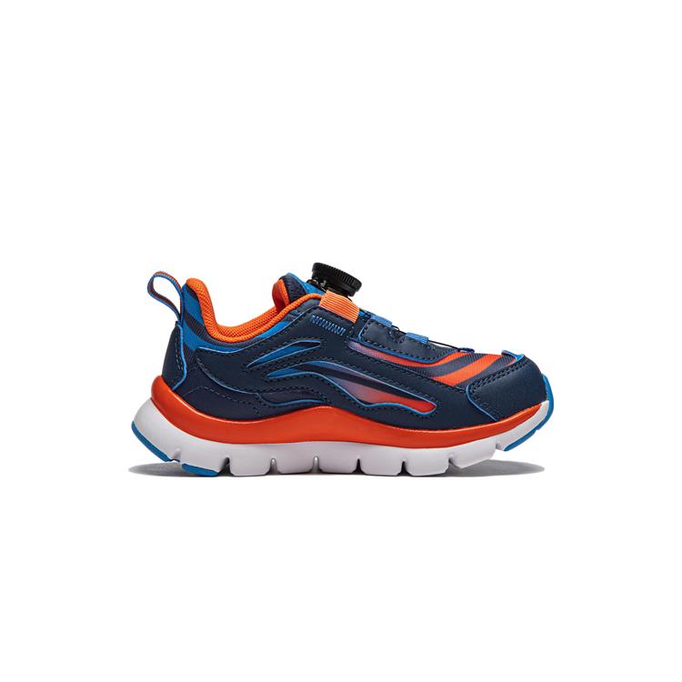 Li Ning Kids Knob Version Low Top Running Shoes Kids Running Shoes Deep-Navy Bright-Orange YKNU090-1