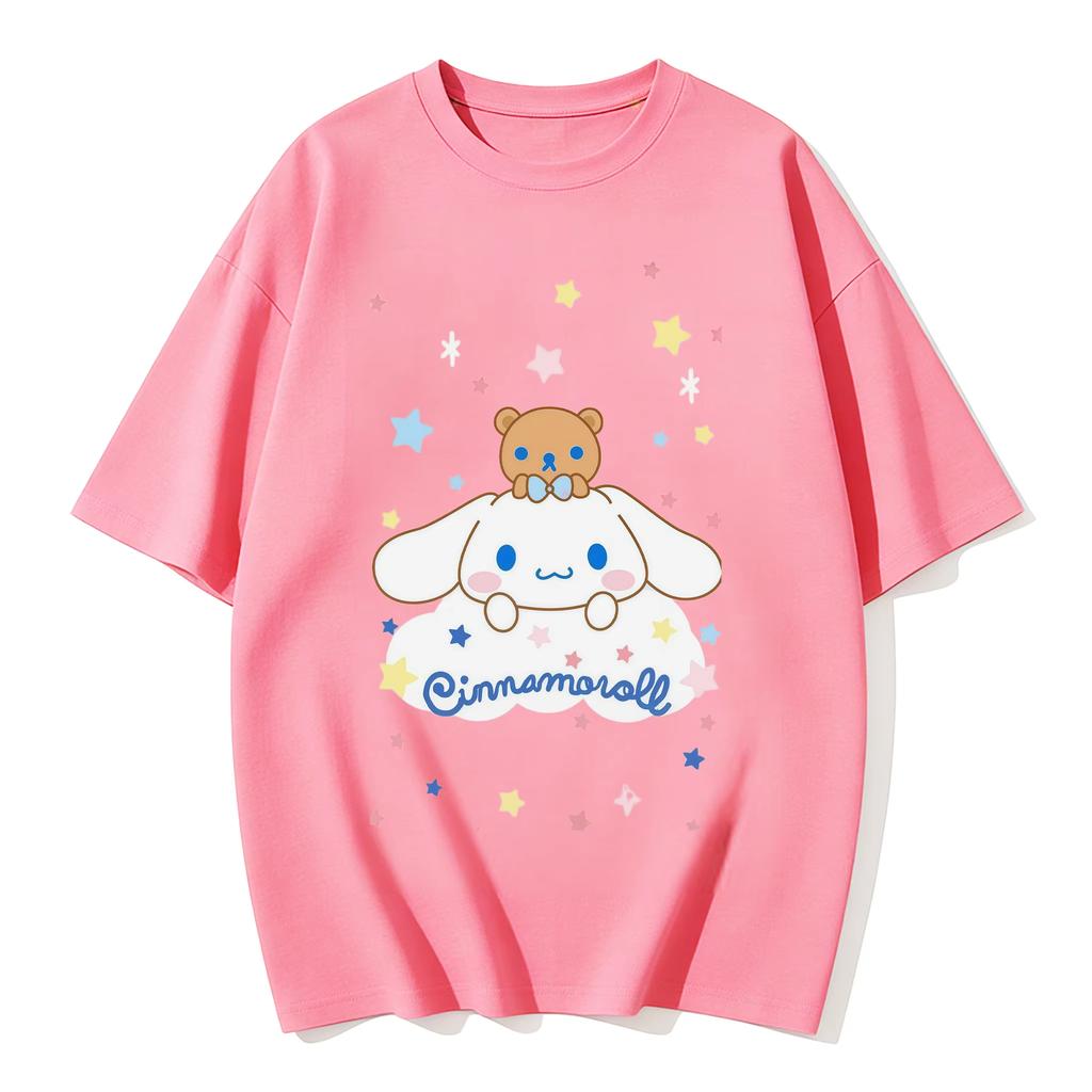 2026 Cinnamoroll Tee Soft Cotton Short Sleeve Crew Neck Cute Print Lightweight Summer Top for Women Daily Casual Wear