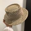 French Vacation Straw Hat Women's Salty Straw Woven Concave Top Top Hat Summer Sun Protection Sun Hat Retro Versatile Casual High Sense