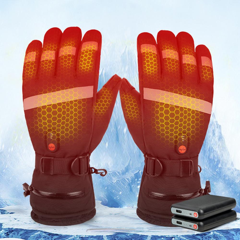 Heated Gloves Full Finger for Men Women,Rechargeable Electric Full & Half Hands Electric Heated Gloves Cold Winter Work S