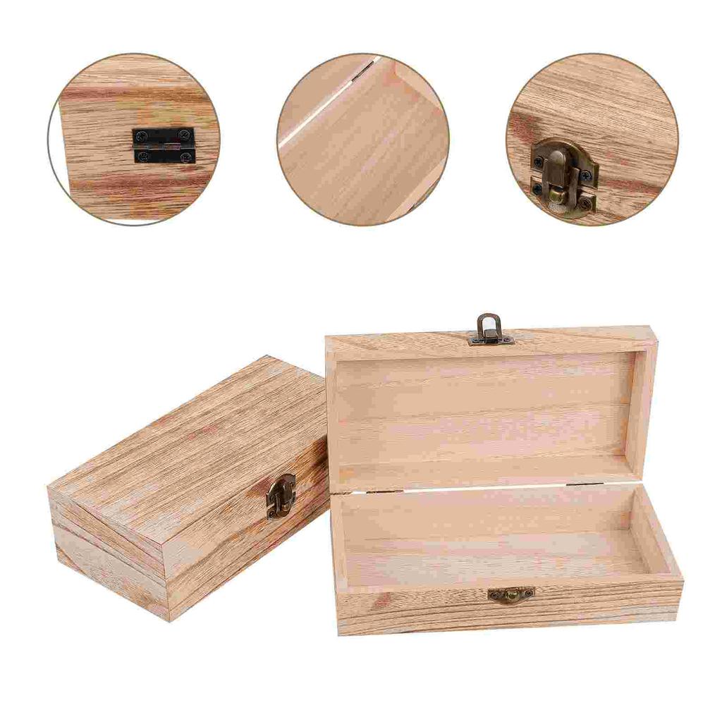1 Set 2Pcs Retro Wooden Gift Packing Boxes Creative Oblong Gift Storage Boxes Jewelry Box Preserved Flower Box
