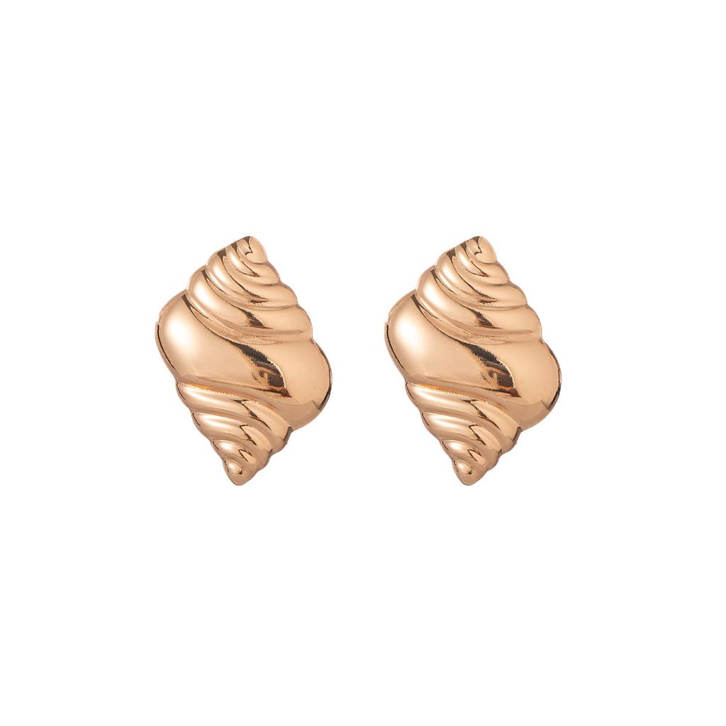 Summer Seaside Wind Golden Conch Stud Earrings Exaggerated Personality High Sense Light Luxury Earrings Niche Fashion Earrings