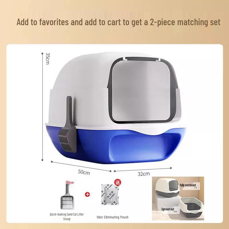 Extra große geschlossene Katzentoilette, Anti-Spritz-Design für Kätzchen & Erwachsene