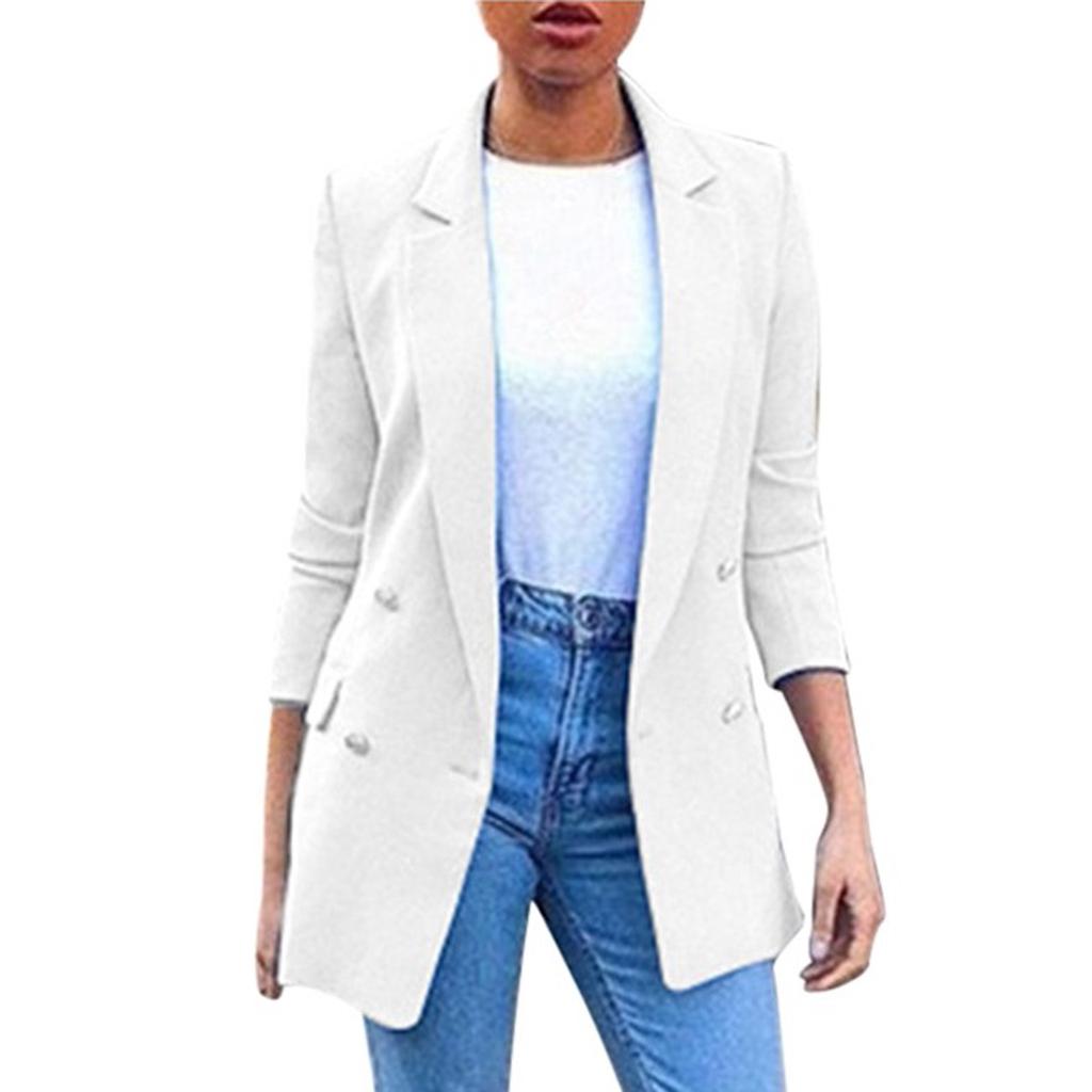 Women's Solid Colour Fashion Lapel Slim Fit Slit Pocket Cardigan Suit Coat