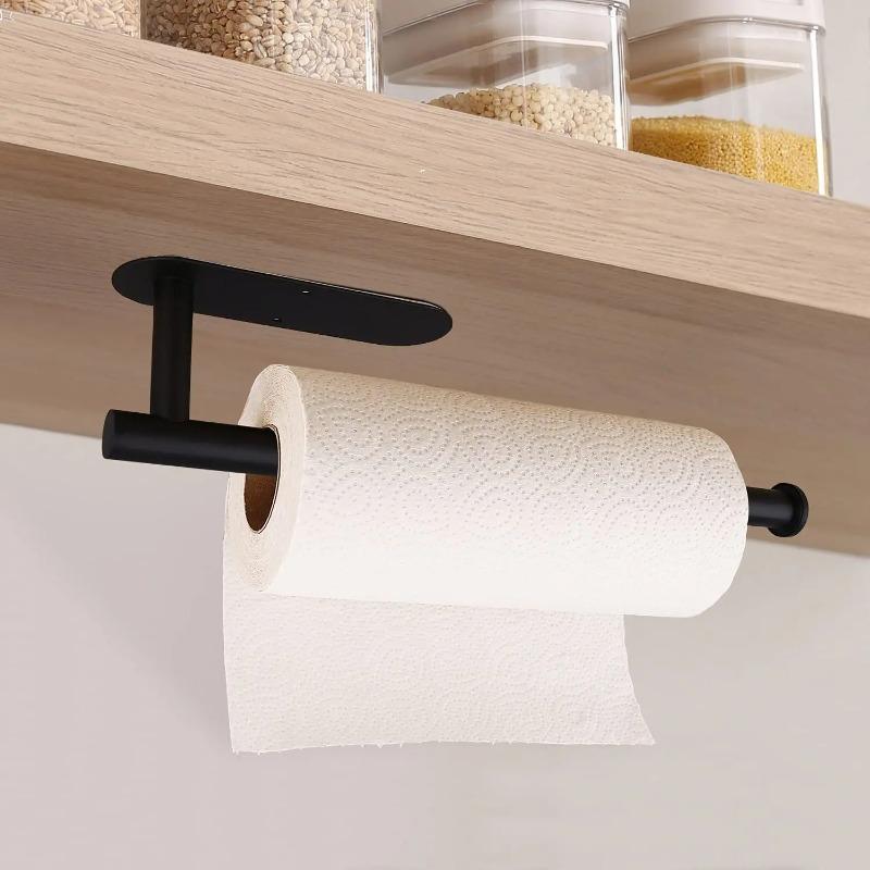 Self Adhesive Toilet Paper Towel Holder Punch-free Roll Paper Holder Kitchen Hook Storage Holder Stainless Steel Wall Mount