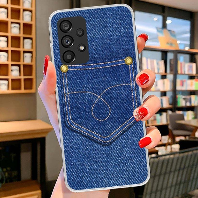 Jeans Cowboy Denim Printed Phone Case For Samsung Galaxy A17 A37 A57 A16 A26 A36 A56 A15 A25 A35 A55 A14 A24 A34 A54 A13 A23 A33