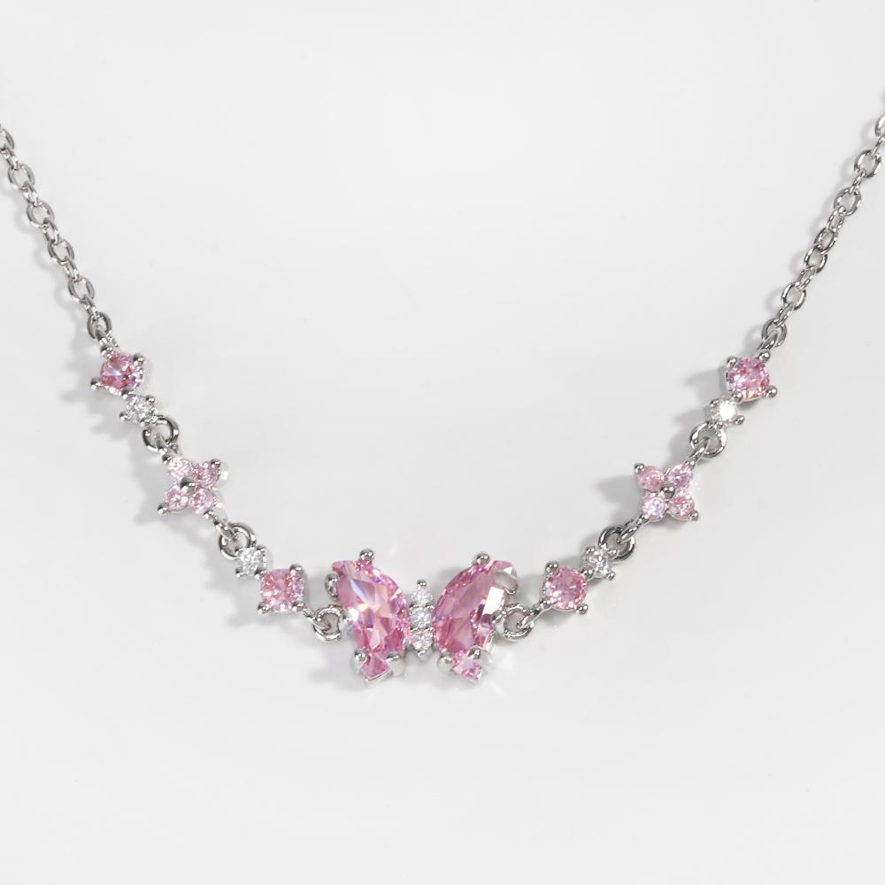 Braccialetto con Fiocco Rosa per Donna, Braccialetti con Catena Placcati Oro Impermeabili, Ciondolo Cravatta a Farfalla in Argento Gioielli Unici