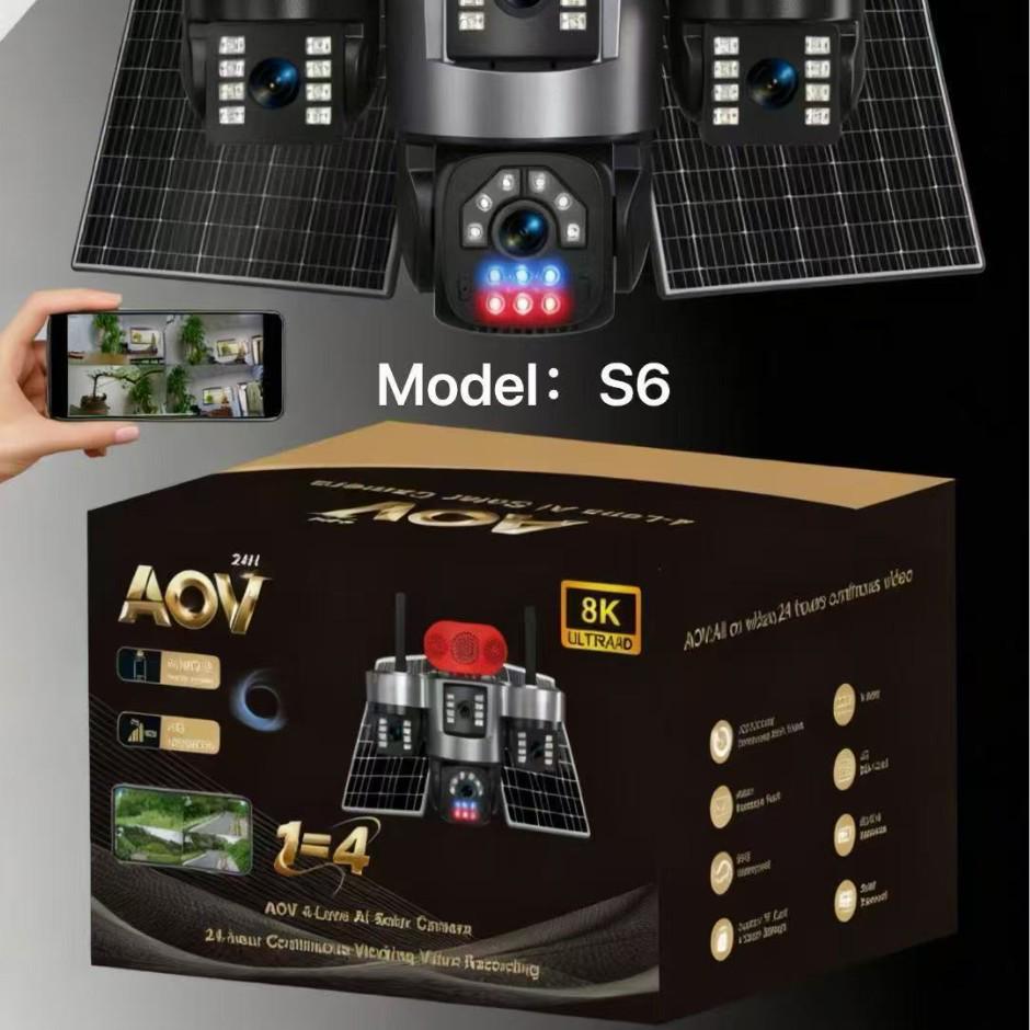 Hi Easy AOV European 4G Solar Camera with 4 Lenses & High-Definition Night Vision
